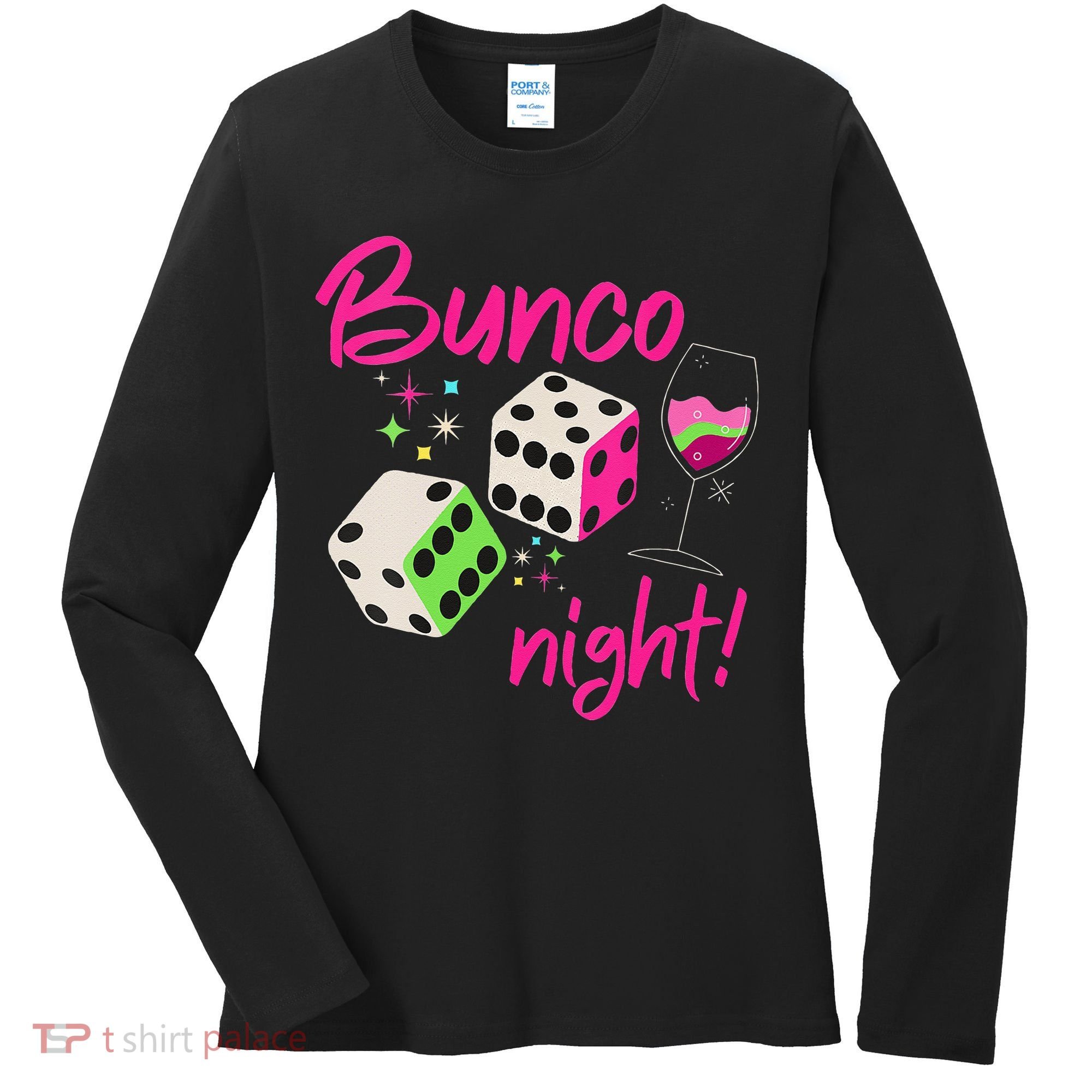 Bunco Night Retro Dice Wine Prize Women's Long Sleeve Shirt