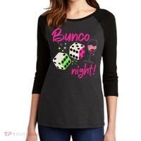 Bunco Night Retro Dice Wine Prize Women's Tri-Blend 3/4-Sleeve Raglan Shirt thumb 2