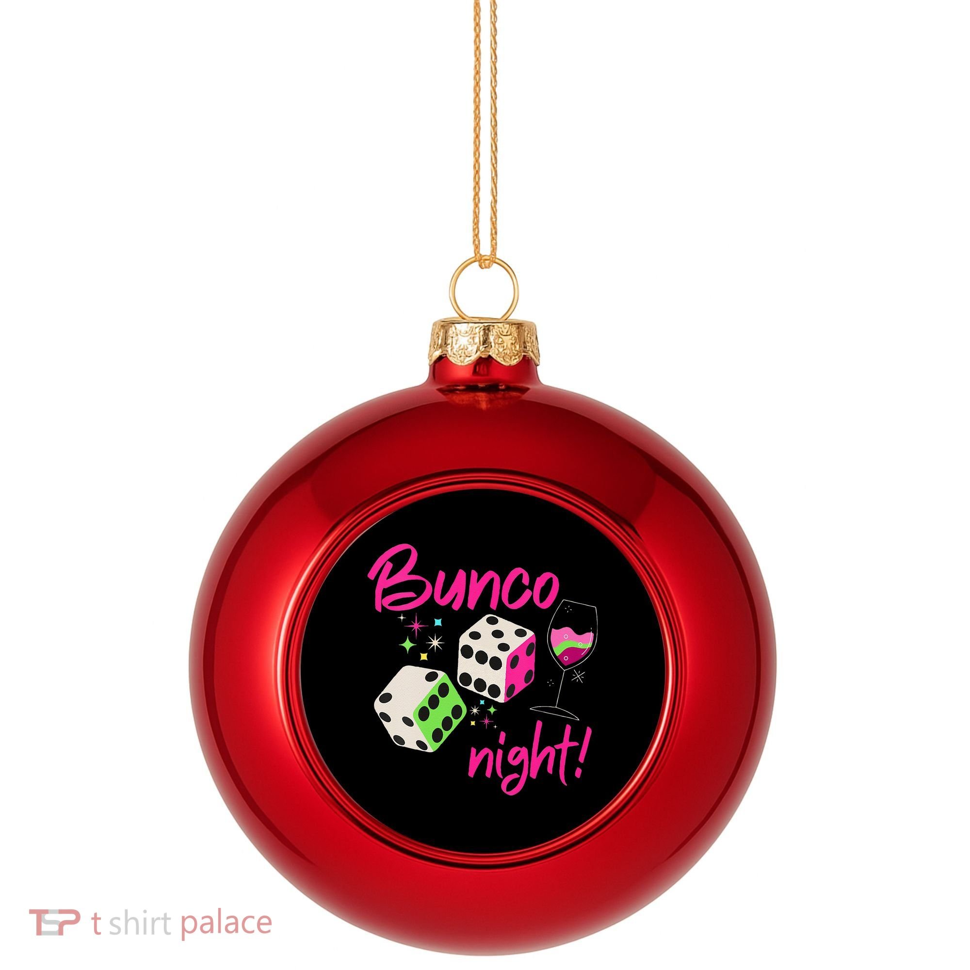 Bunco Night Retro Dice Wine Prize Plastic Christmas Ball Ornament