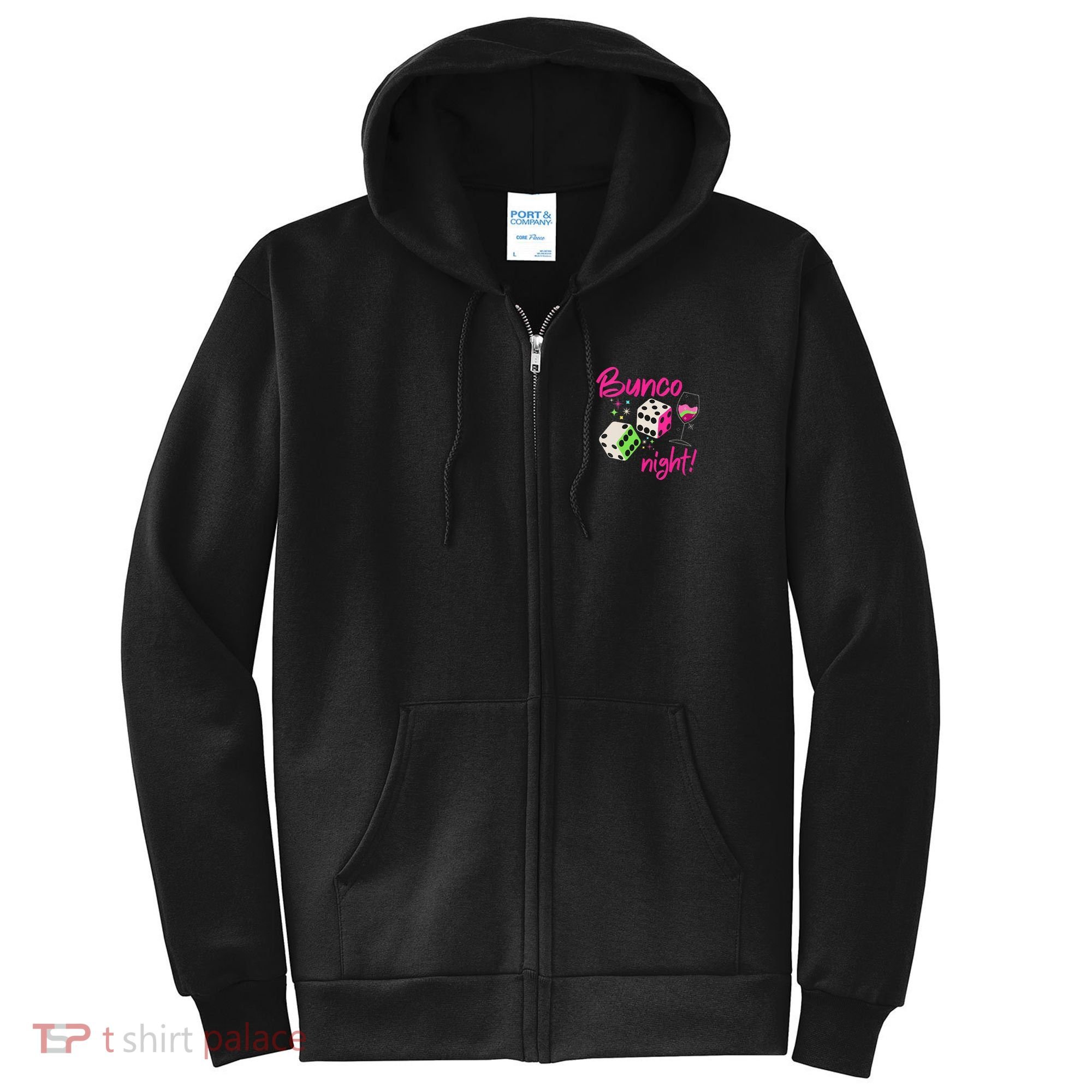 Bunco Night Retro Dice Wine Prize Full Zip Hoodie