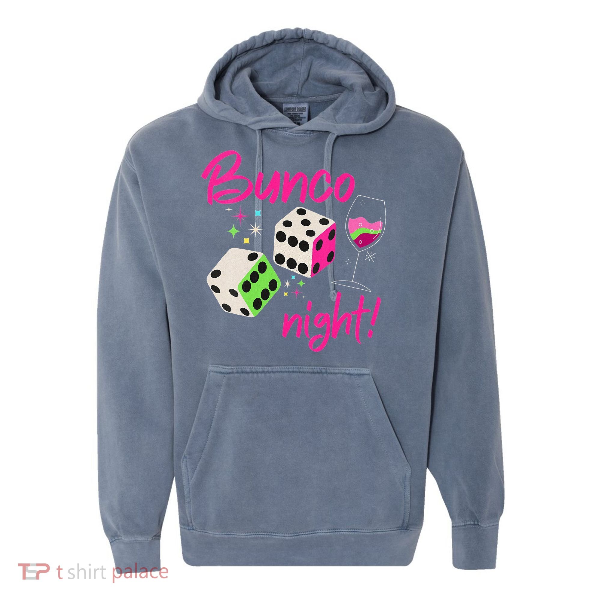 Bunco Night Retro Dice Wine Prize Comfort Colors Garment-Dyed Hooded Sweatshirt