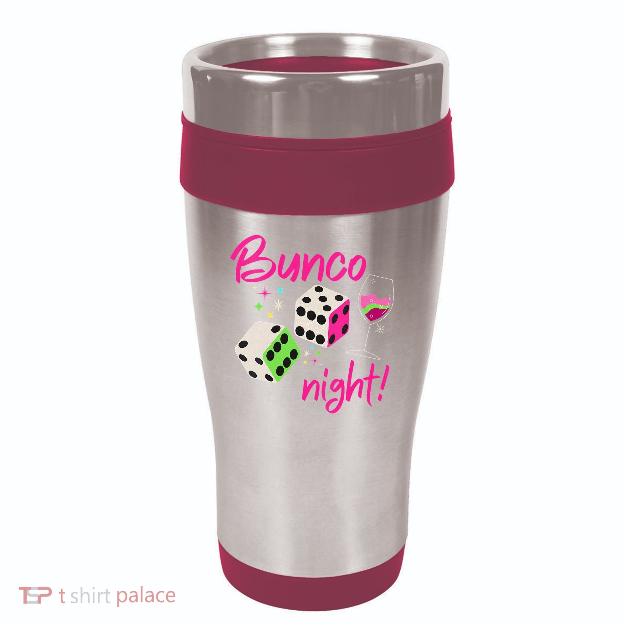 Bunco Night Retro Dice Wine Prize 16oz Travel Tumbler