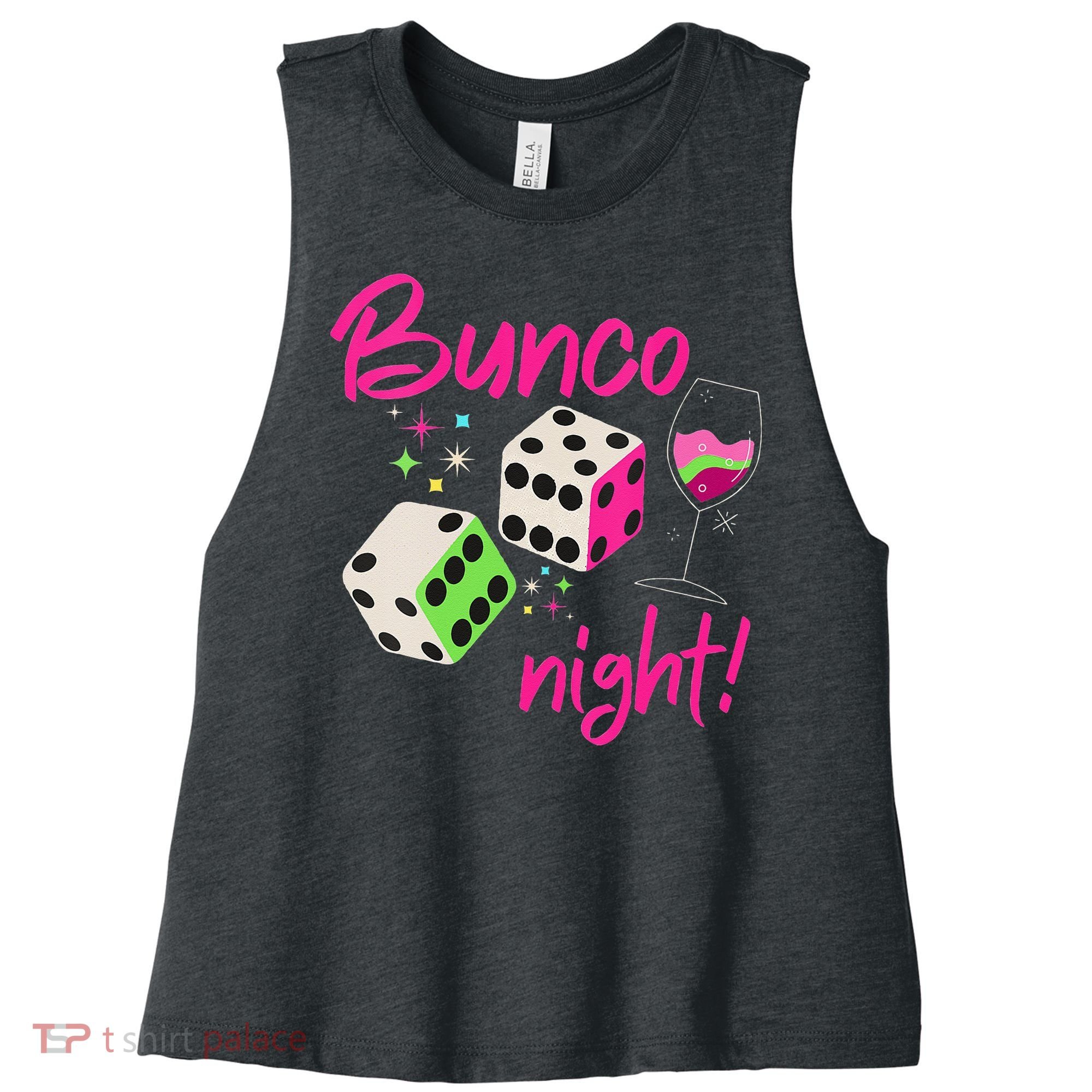 Bunco Night Retro Dice Wine Prize Women's Racerback Cropped Tank