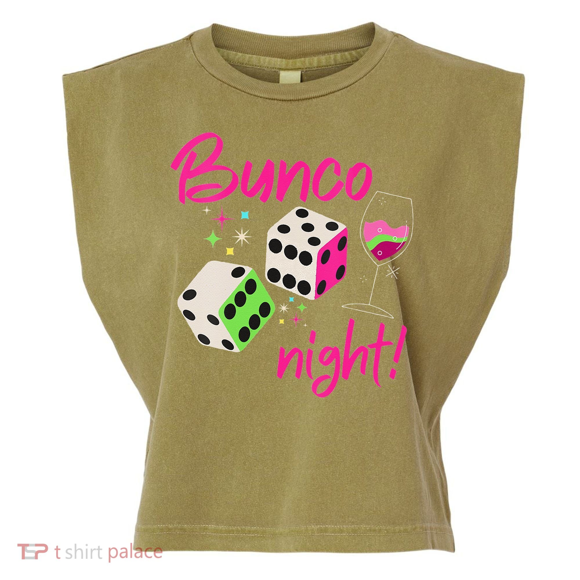 Bunco Night Retro Dice Wine Prize Garment-Dyed Women's Muscle Tee