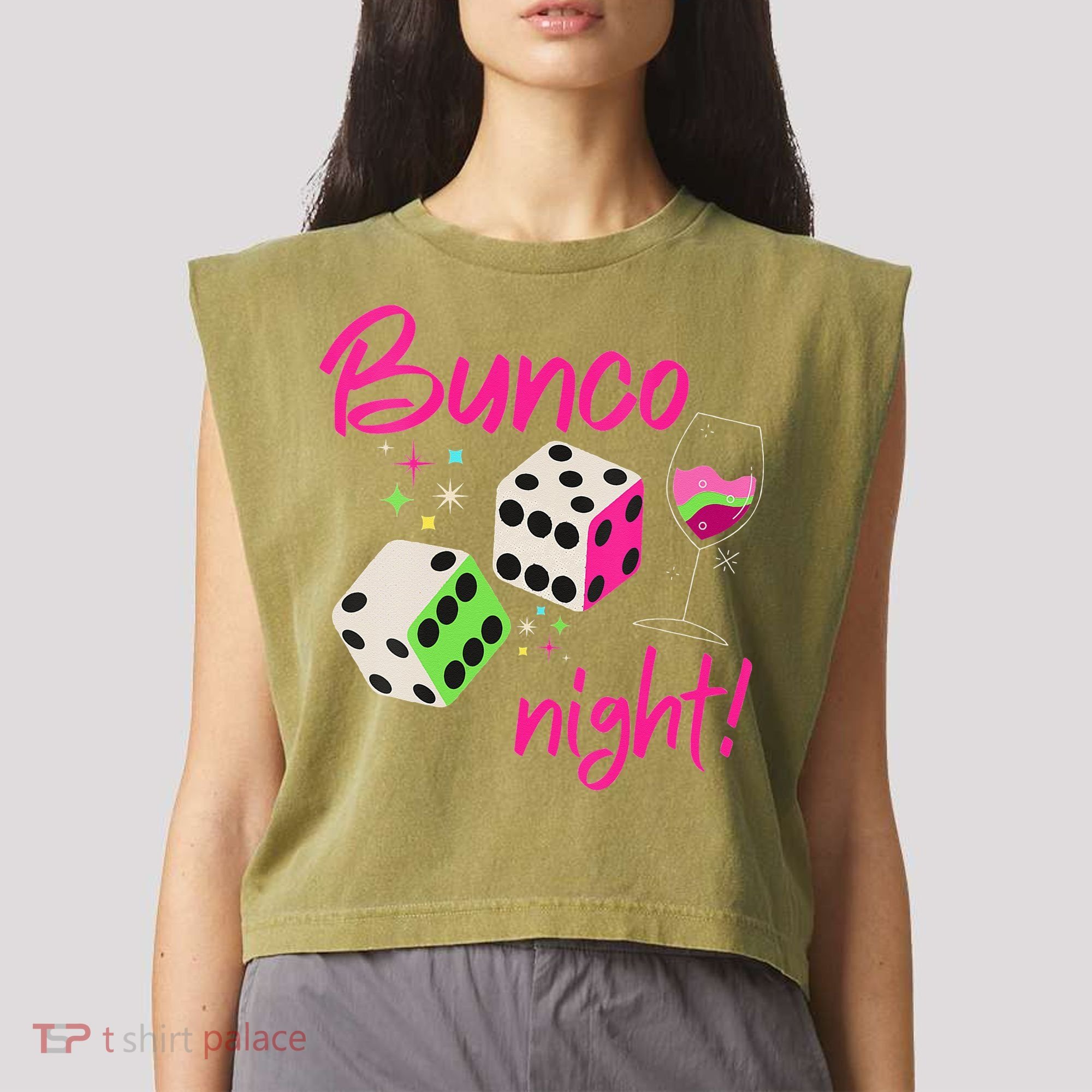 Bunco Night Retro Dice Wine Prize Garment-Dyed Women's Muscle Tee