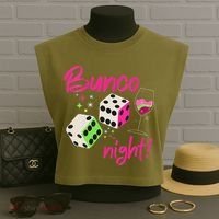 Bunco Night Retro Dice Wine Prize Garment-Dyed Women's Muscle Tee thumb 3