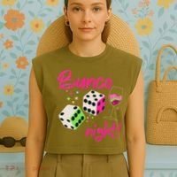 Bunco Night Retro Dice Wine Prize Garment-Dyed Women's Muscle Tee thumb 4