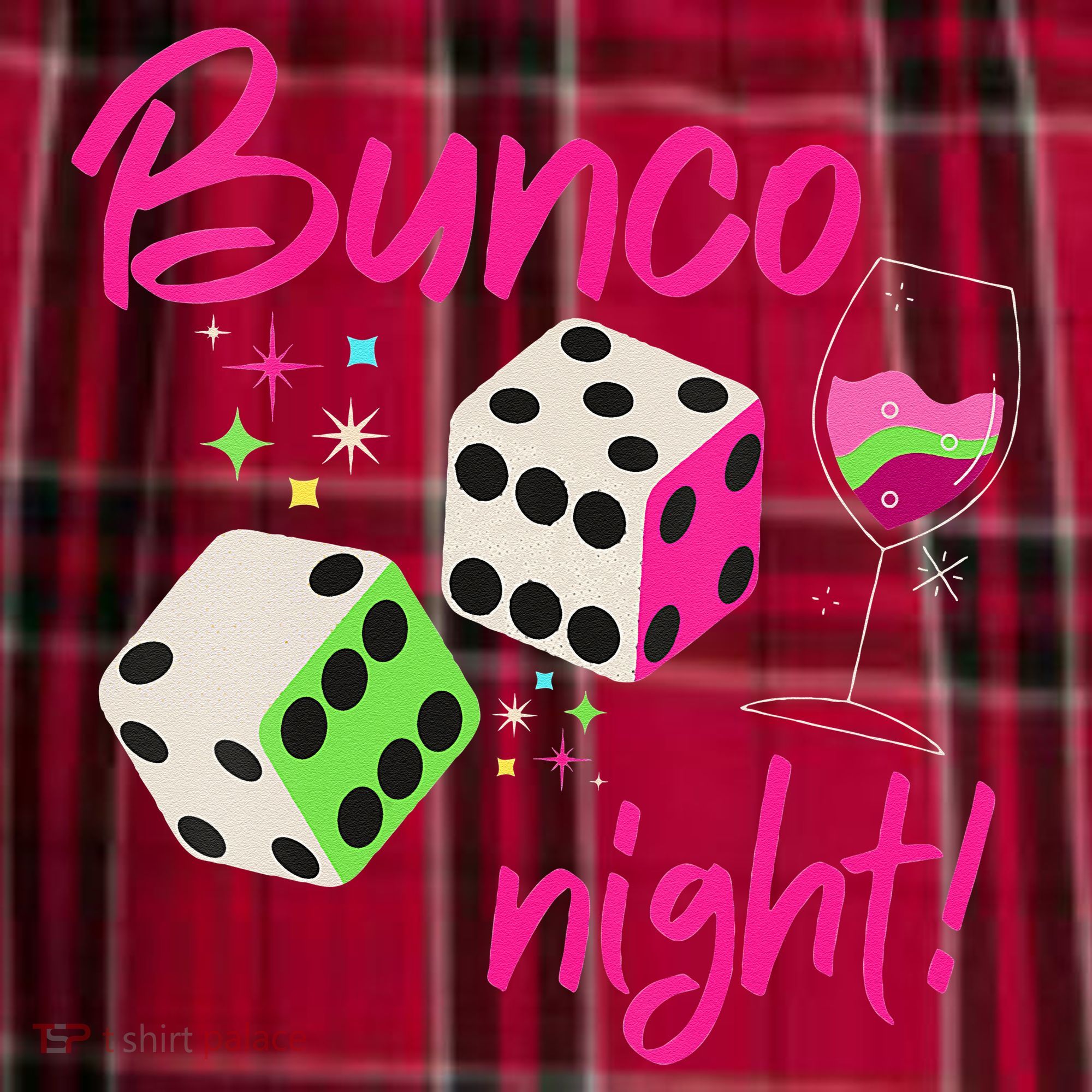 Bunco Night Retro Dice Wine Prize Women's Flannel Plaid Pajama Pants