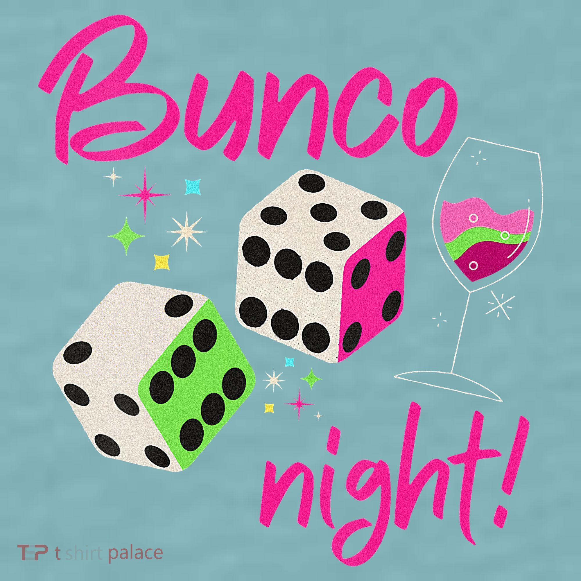 Bunco Night Retro Dice Wine Prize Sueded Cloud Jersey T-Shirt