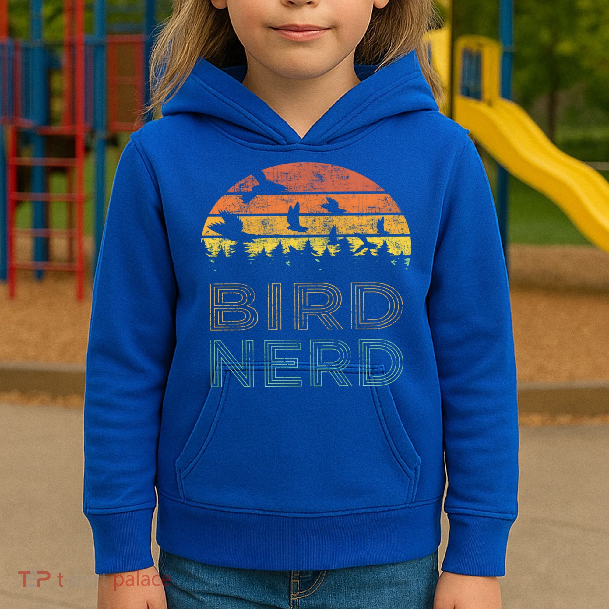 Bird Nerd Retro Vintage Distressed Bird Watcher Watching Gift Kids Hoodie
