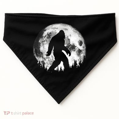 Bigfoot Night Stroll! Cool Full Moon Night & Trees Sasquatch USA-Made Doggie Bandana