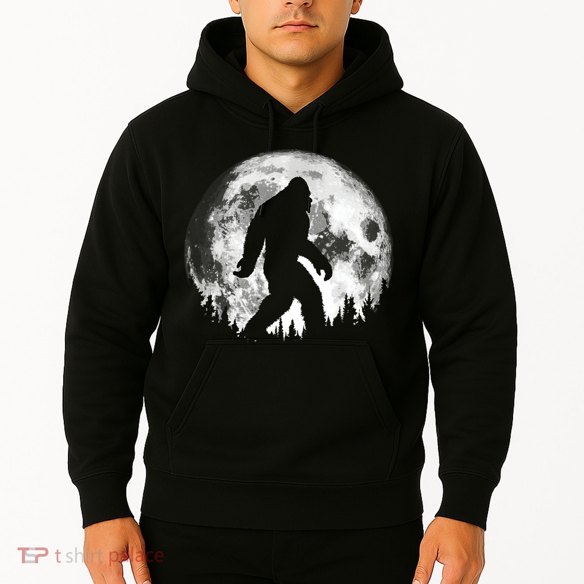 Bigfoot Night Stroll! Cool Full Moon Night & Trees Sasquatch Hoodie