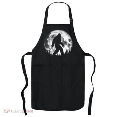 Bigfoot Night Stroll! Cool Full Moon Night & Trees Sasquatch Apron