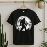 Bigfoot Night Stroll! Cool Full Moon Night & Trees Sasquatch T-Shirt thumb 2