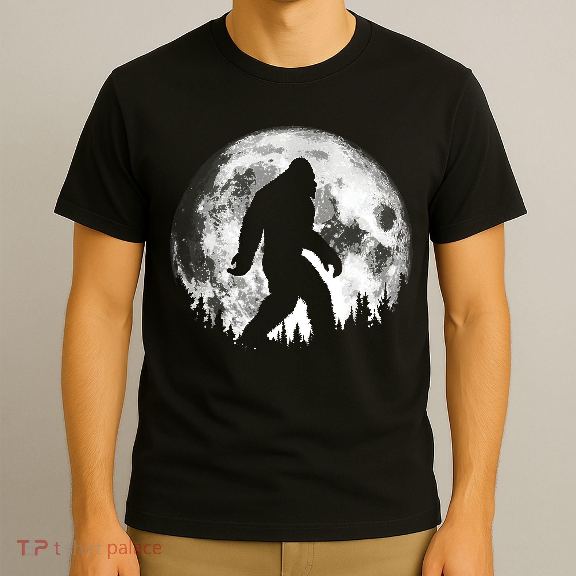 Bigfoot Night Stroll! Cool Full Moon Night & Trees Sasquatch T-Shirt