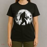Bigfoot Night Stroll! Cool Full Moon Night & Trees Sasquatch T-Shirt thumb 4