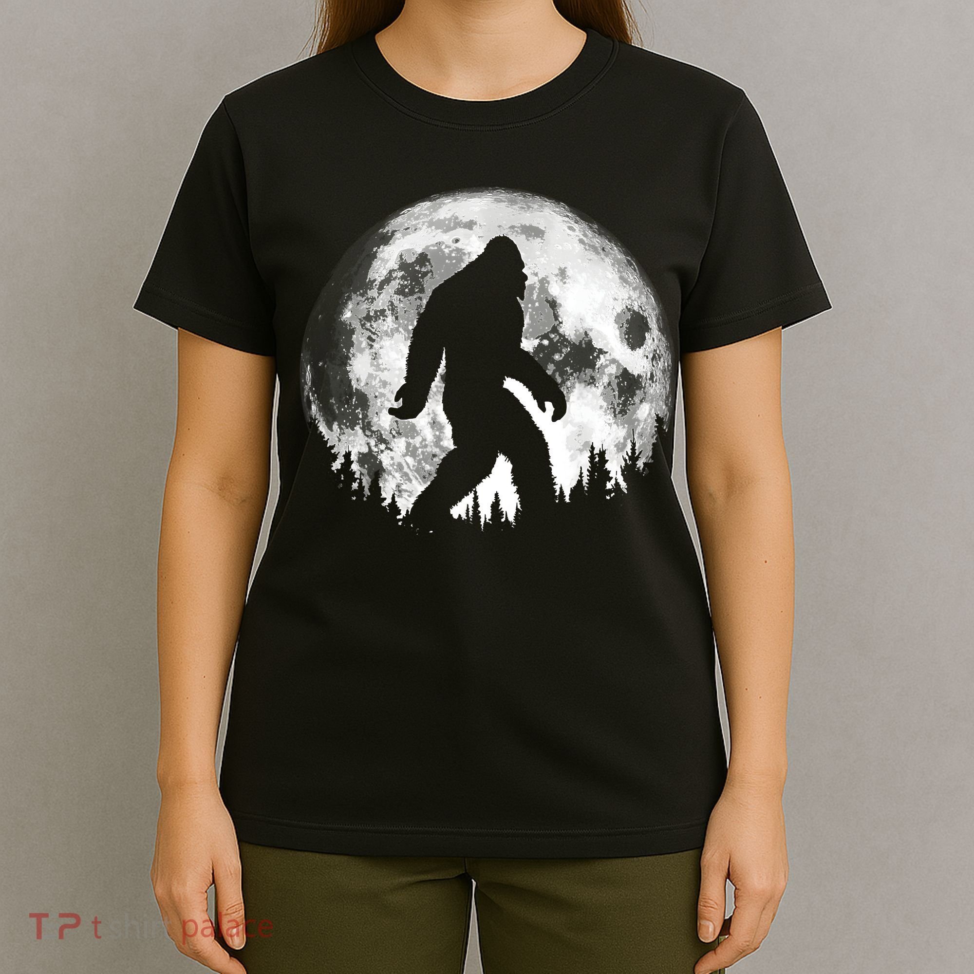 Bigfoot Night Stroll! Cool Full Moon Night & Trees Sasquatch T-Shirt