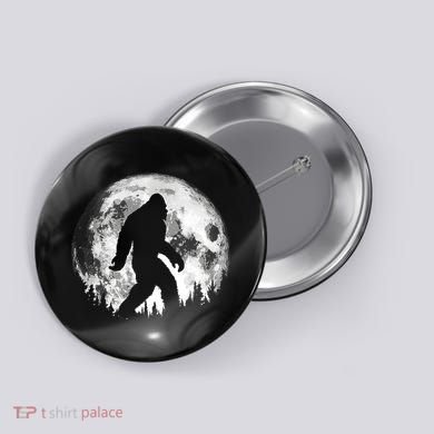 Bigfoot Night Stroll! Cool Full Moon Night & Trees Sasquatch Button