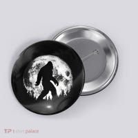 Bigfoot Night Stroll! Cool Full Moon Night & Trees Sasquatch Button thumb 0