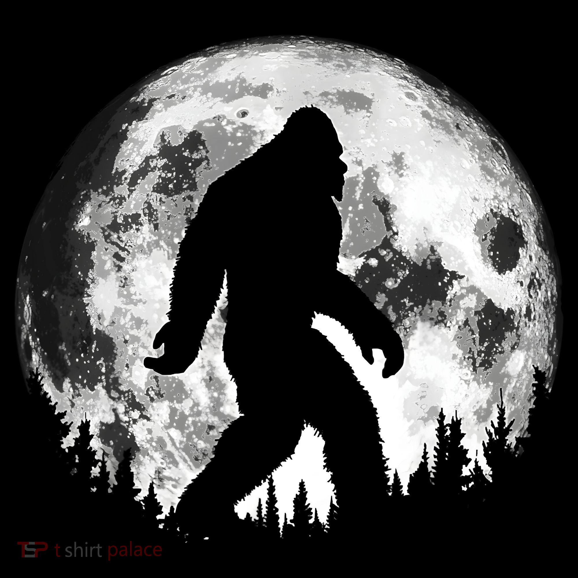Bigfoot Night Stroll! Cool Full Moon Night & Trees Sasquatch Women's Hoodie