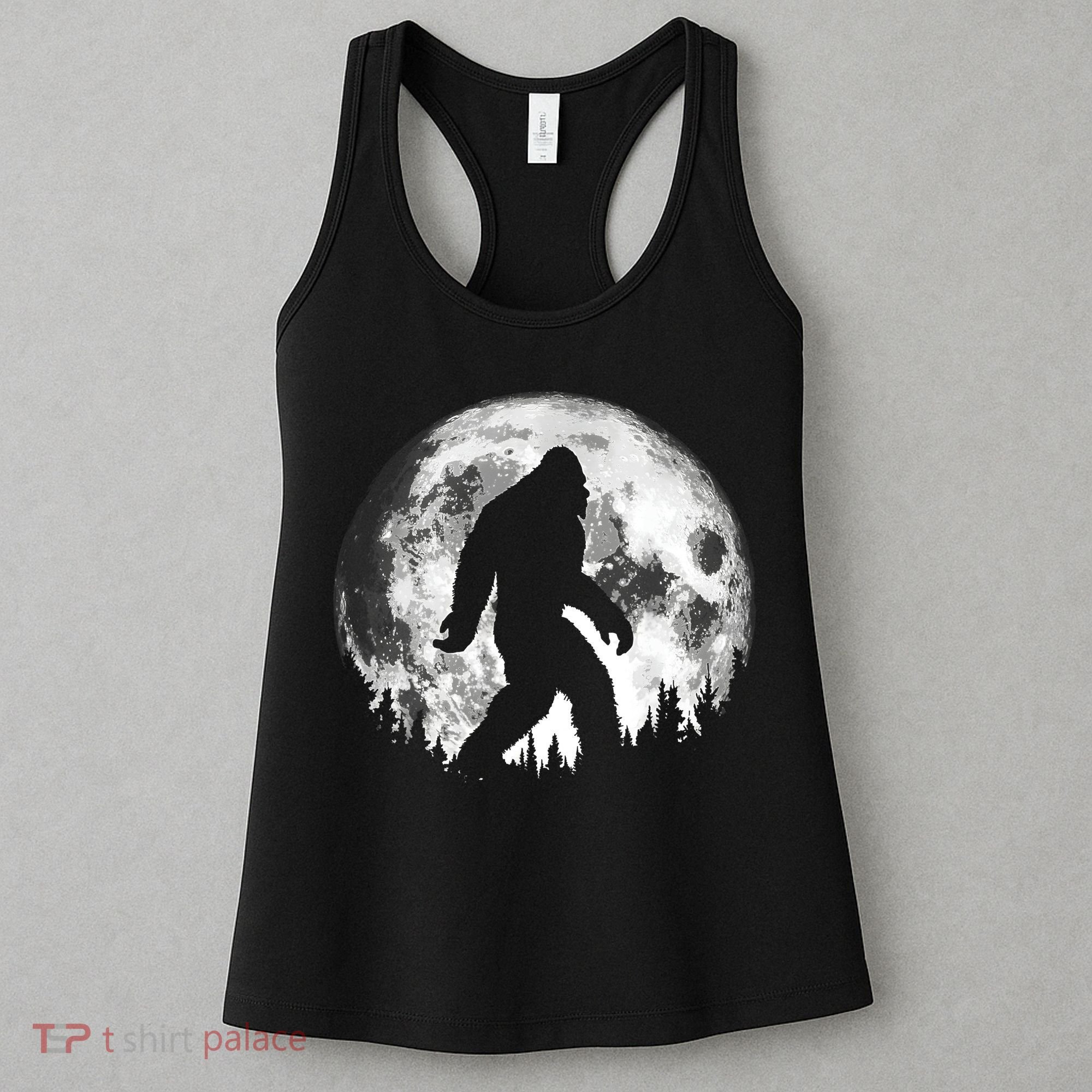 Bigfoot Night Stroll! Cool Full Moon Night & Trees Sasquatch Women's Tank Top