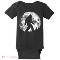 Bigfoot Night Stroll! Cool Full Moon Night & Trees Sasquatch Baby Bodysuit thumb 0