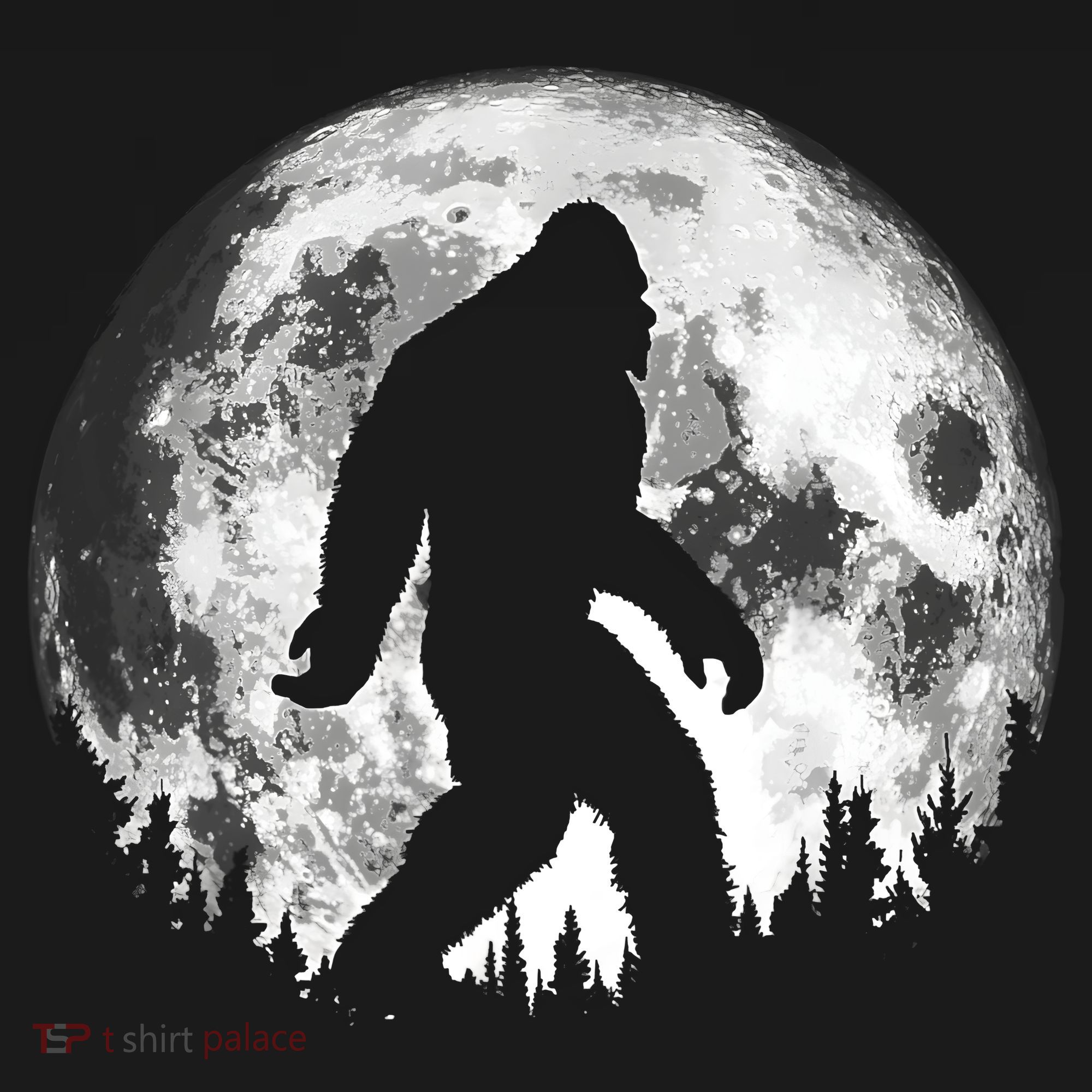 Bigfoot Night Stroll! Cool Full Moon Night & Trees Sasquatch Baby Bodysuit