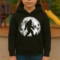 Bigfoot Night Stroll! Cool Full Moon Night & Trees Sasquatch Kids Hoodie thumb 3