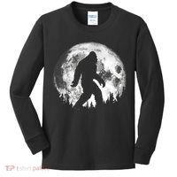 Bigfoot Night Stroll! Cool Full Moon Night & Trees Sasquatch Kids Long Sleeve Shirt thumb 0