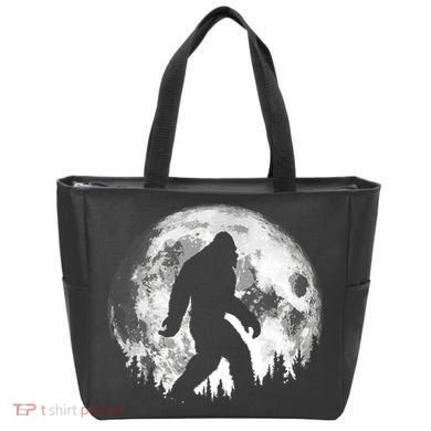 Bigfoot Night Stroll! Cool Full Moon Night & Trees Sasquatch Tote Bag