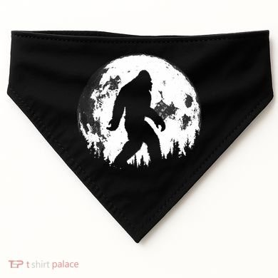 Bigfoot Night Stroll! Cool Full Moon Night & Trees Sasquatch USA-Made Doggie Bandana