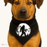 Bigfoot Night Stroll! Cool Full Moon Night & Trees Sasquatch USA-Made Doggie Bandana thumb 1