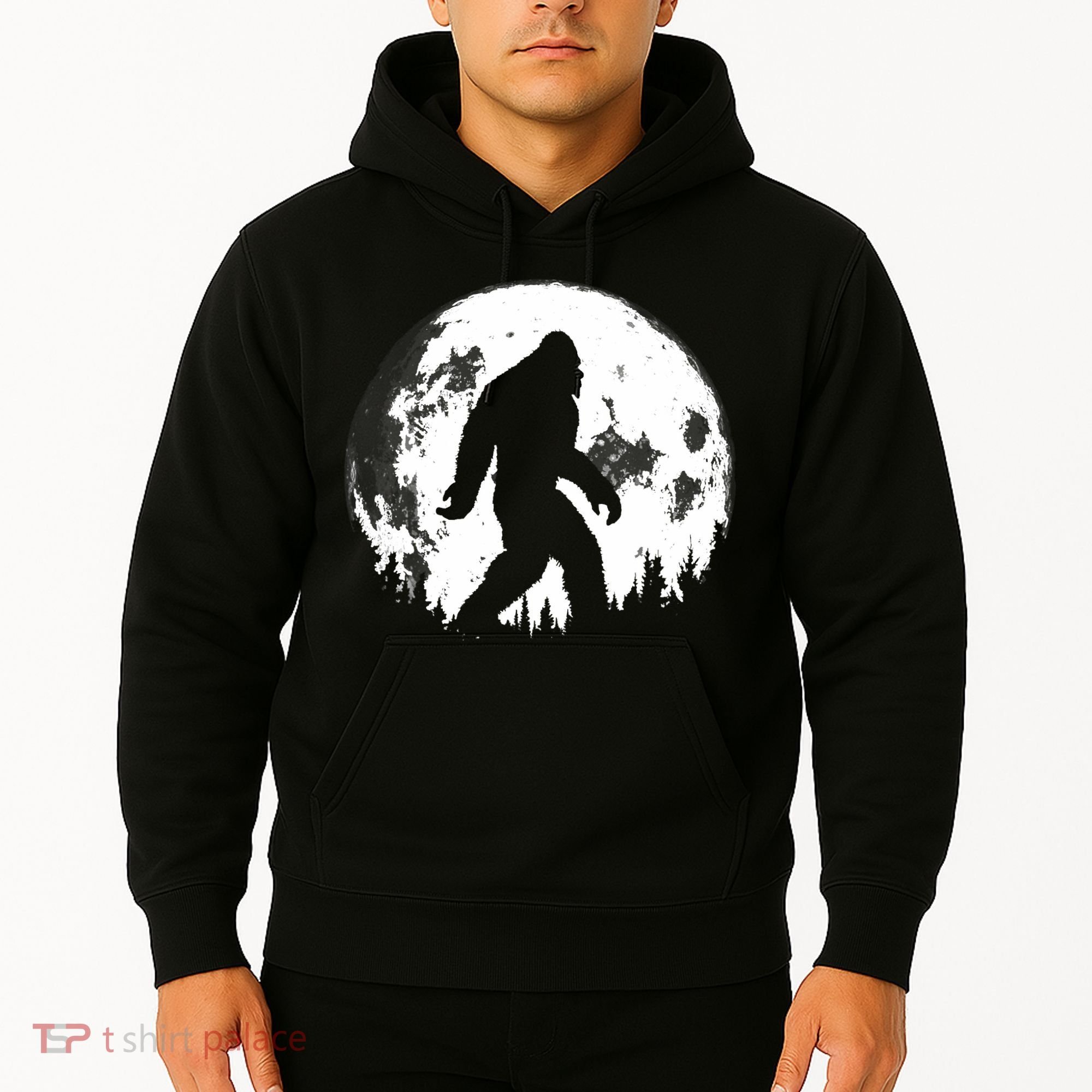 Bigfoot Night Stroll! Cool Full Moon Night & Trees Sasquatch Hoodie