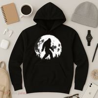 Bigfoot Night Stroll! Cool Full Moon Night & Trees Sasquatch Hoodie thumb 3