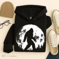 Bigfoot Night Stroll! Cool Full Moon Night & Trees Sasquatch Hoodie thumb 4