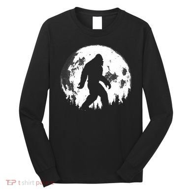 Bigfoot Night Stroll! Cool Full Moon Night & Trees Sasquatch Long Sleeve Shirt