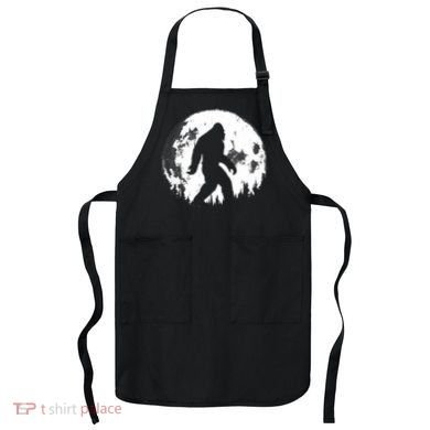 Bigfoot Night Stroll! Cool Full Moon Night & Trees Sasquatch Apron