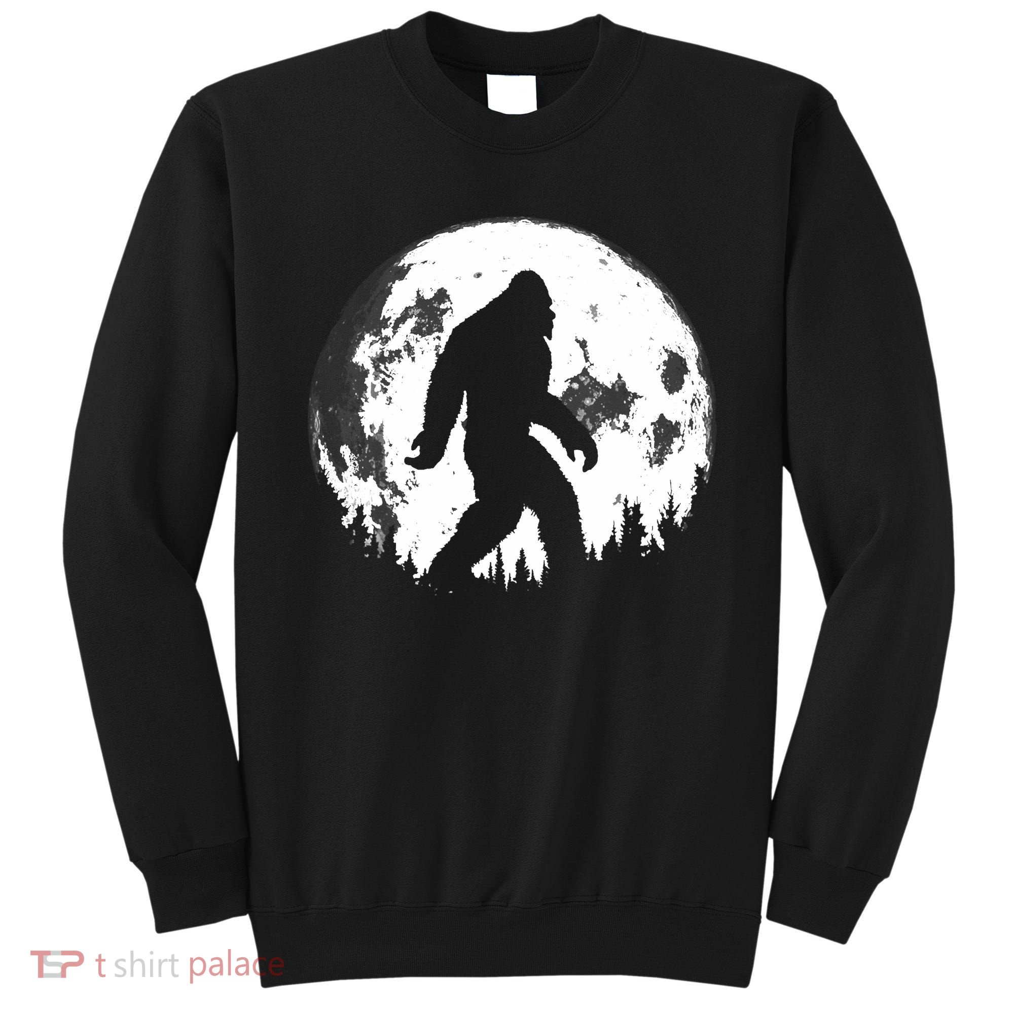 Bigfoot Night Stroll! Cool Full Moon Night & Trees Sasquatch Sweatshirt