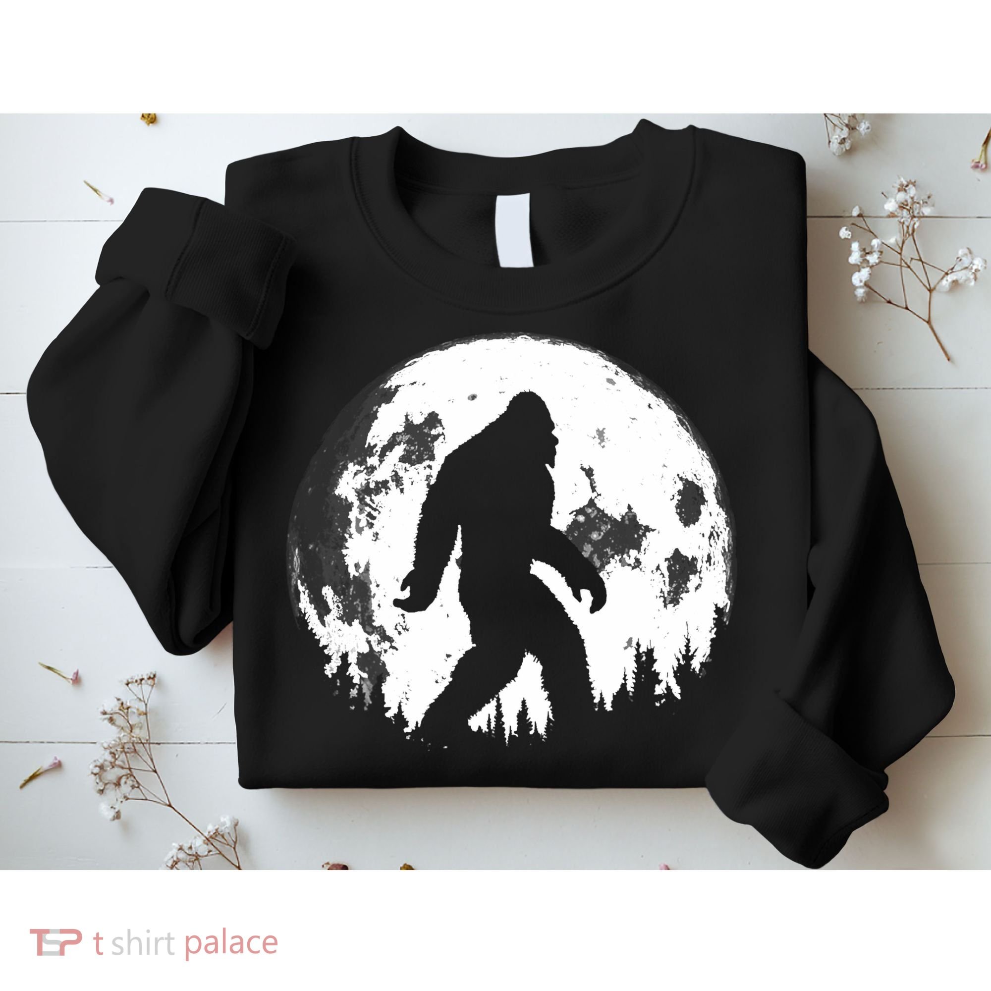 Bigfoot Night Stroll! Cool Full Moon Night & Trees Sasquatch Sweatshirt