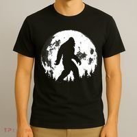 Bigfoot Night Stroll! Cool Full Moon Night & Trees Sasquatch T-Shirt thumb 3