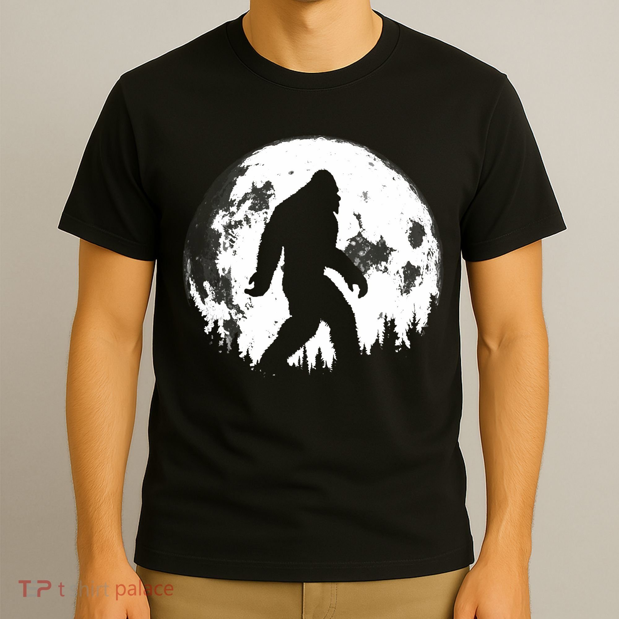 Bigfoot Night Stroll! Cool Full Moon Night & Trees Sasquatch T-Shirt