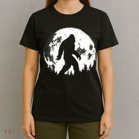Bigfoot Night Stroll! Cool Full Moon Night & Trees Sasquatch T-Shirt thumb 4