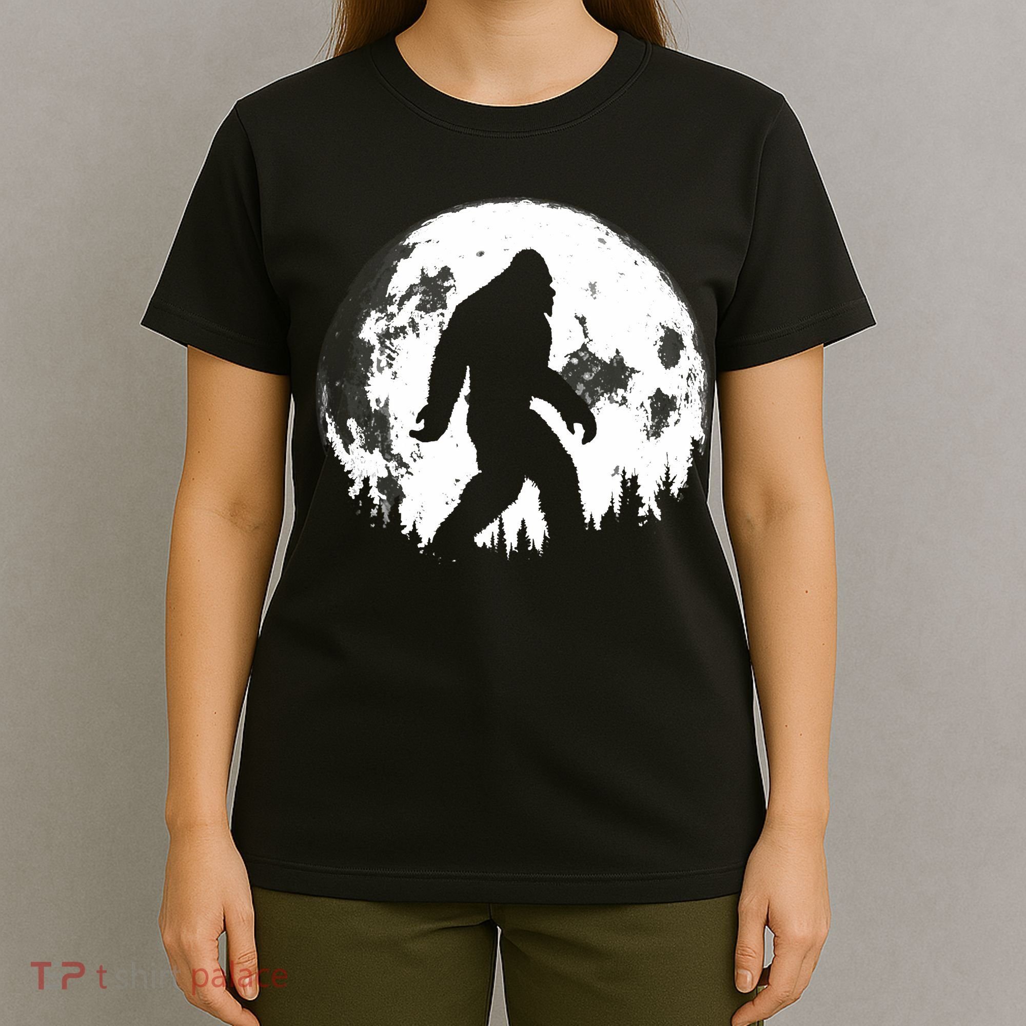 Bigfoot Night Stroll! Cool Full Moon Night & Trees Sasquatch T-Shirt