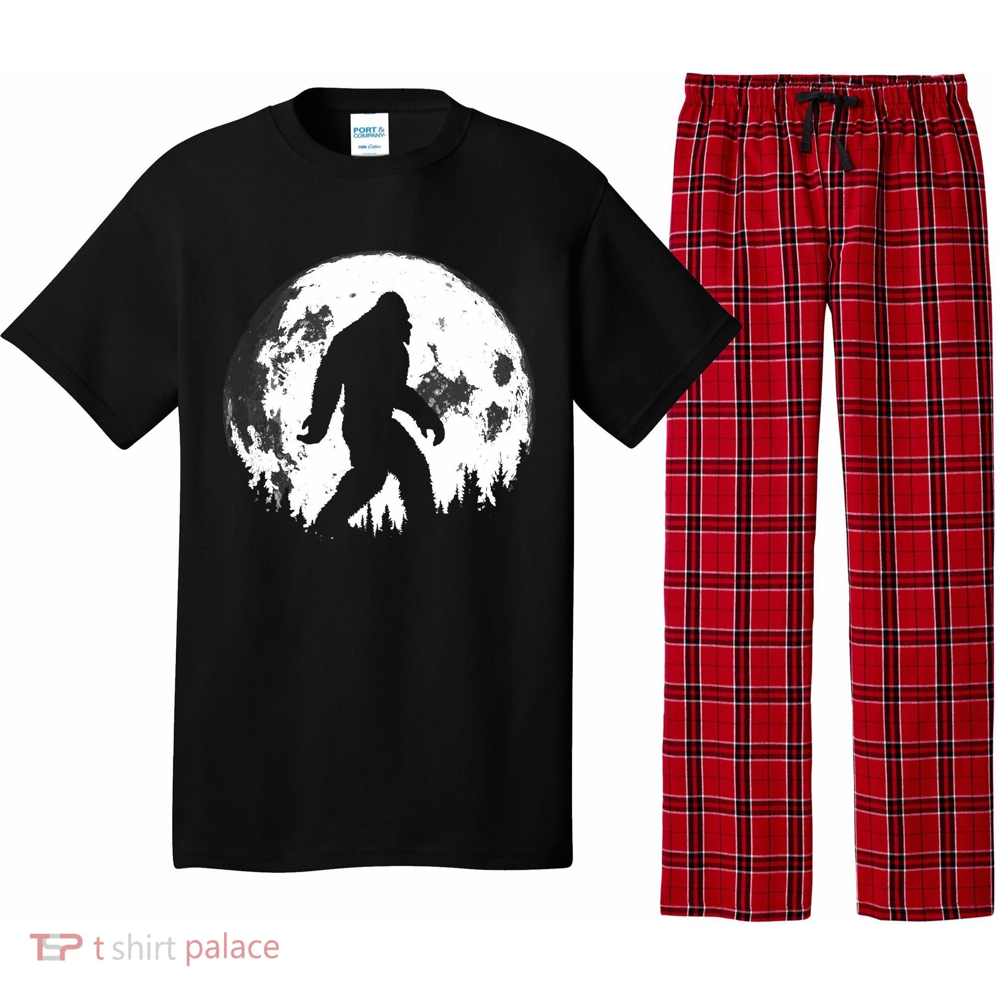 Bigfoot Night Stroll! Cool Full Moon Night & Trees Sasquatch Pajama Set
