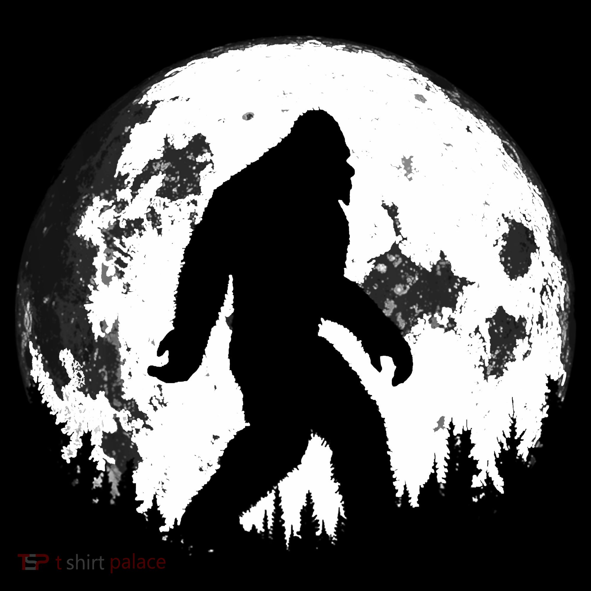 Bigfoot Night Stroll! Cool Full Moon Night & Trees Sasquatch Women's Hoodie