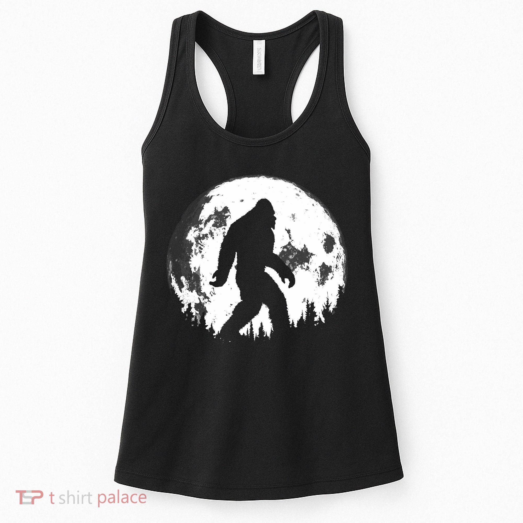 Bigfoot Night Stroll! Cool Full Moon Night & Trees Sasquatch Women's Tank Top