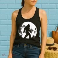 Bigfoot Night Stroll! Cool Full Moon Night & Trees Sasquatch Women's Tank Top thumb 2