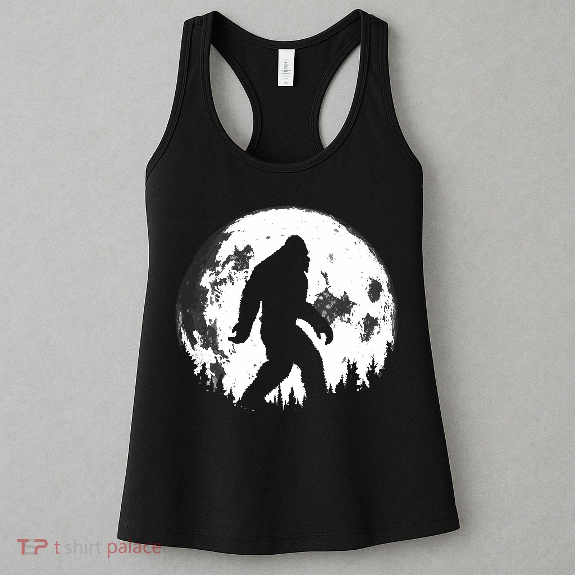 Bigfoot Night Stroll! Cool Full Moon Night & Trees Sasquatch Women's Tank Top
