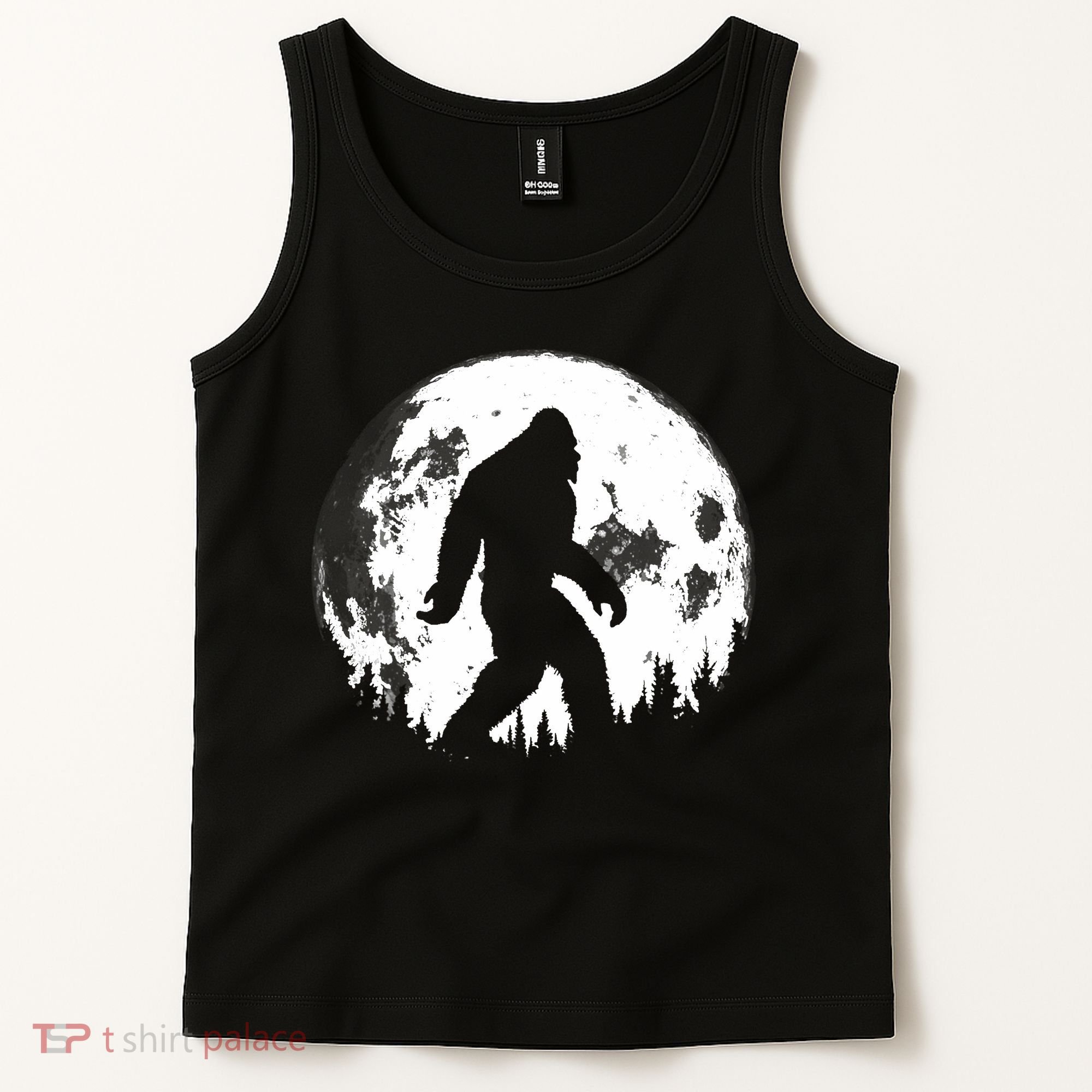 Bigfoot Night Stroll! Cool Full Moon Night & Trees Sasquatch Tank Top