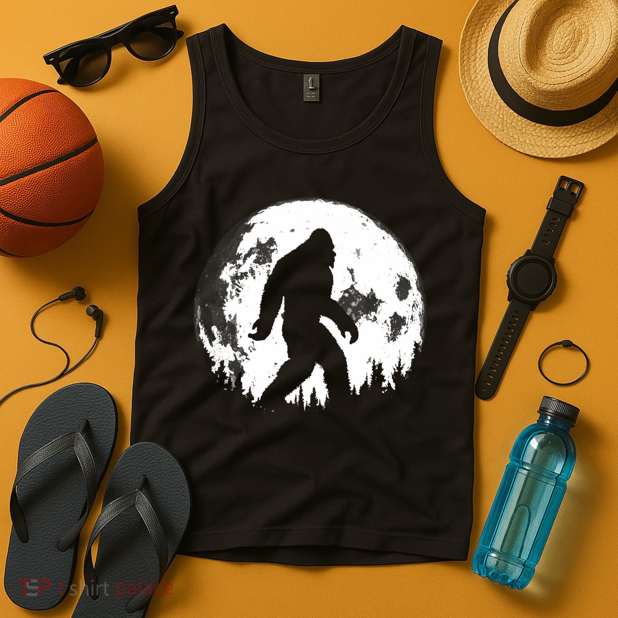 Bigfoot Night Stroll! Cool Full Moon Night & Trees Sasquatch Tank Top